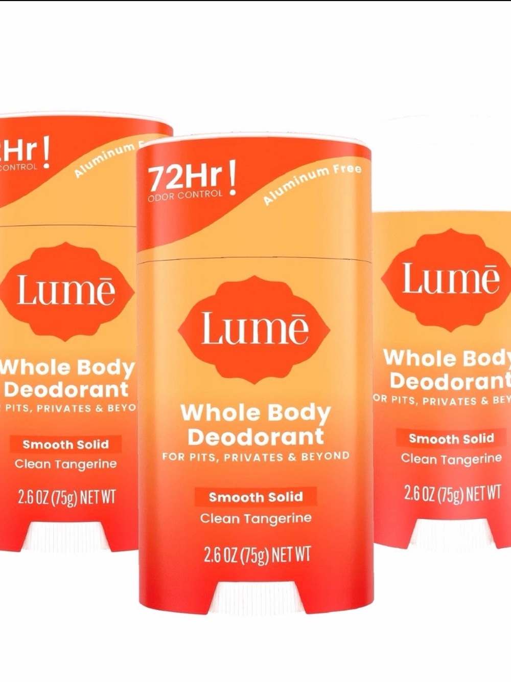 Whole Body Deodorant Smooth Solid - Clean Tangerine (Orange) pack of 3